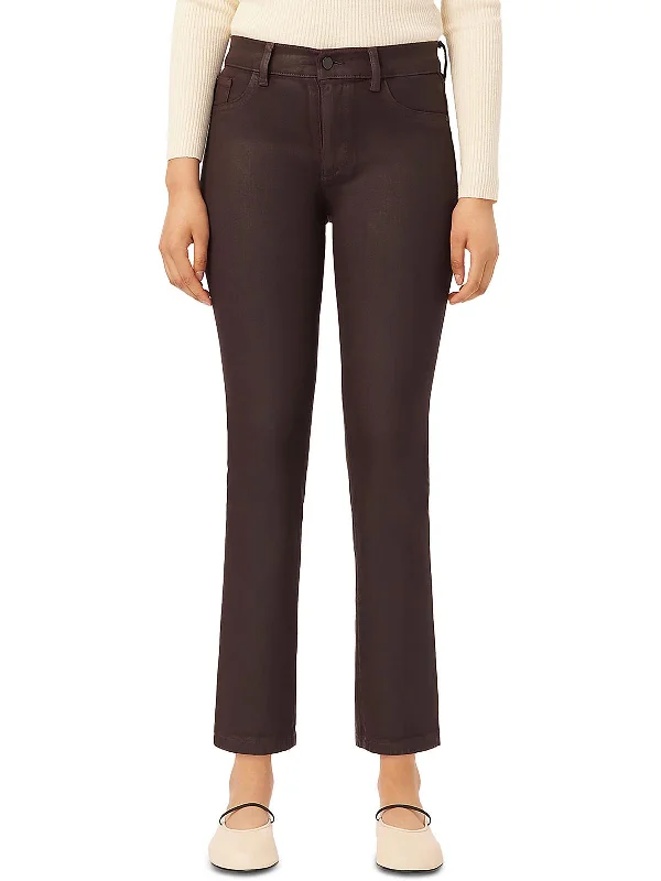 Weekend Specials to Savor Womens Mid-Rise Coated Straight Leg Jeans