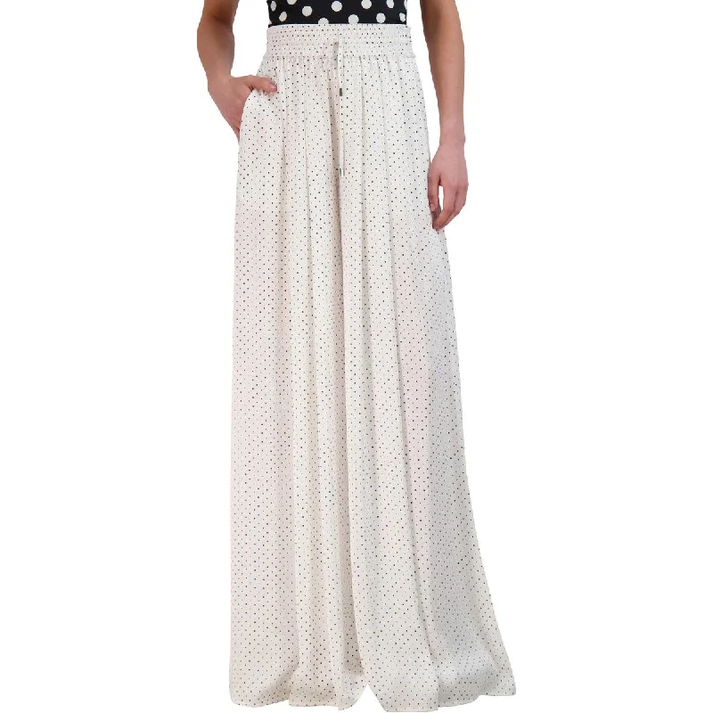Unbeatable Prices Womens Satin Polka Dot Wide Leg Pants