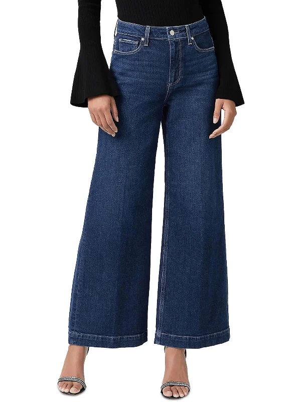 Discount Mania Harper Womens High Rise Denim Wide Leg Jeans