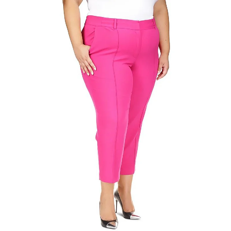 Midnight Madness Plus Womens Pleated Office Cropped Pants