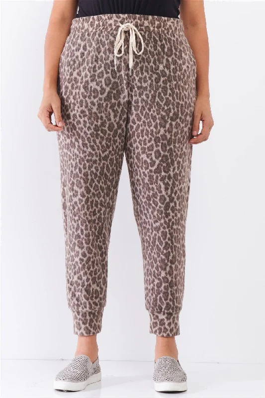 Deal Mania Deal Mania Pkus Size Leopard Print High Waist Soft Lounge Pants