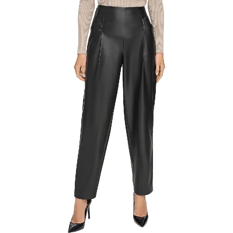 Quick Sale Womens Faux Leather High Rise Ankle Pants
