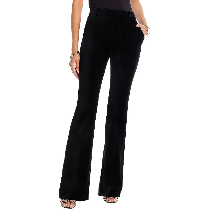 Factory Direct Sale Lola Womens Velvet Mid-Rise Flared Pants