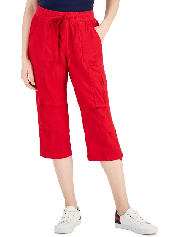 Inventory Reduction Womens Adjustable Pant Leg Drawstring Waist Cropped Pants