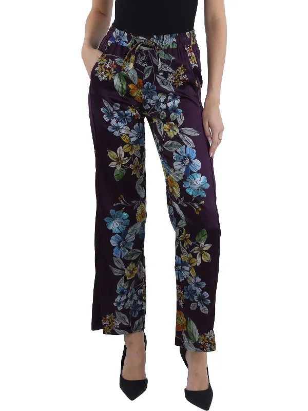 Price Reduction Lexi Stella Womens Silk Floral Print Straight Leg Pants