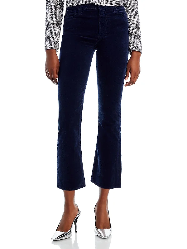 Weekend Discounts You Deserve Womens High Rise Velvet Cropped Jeans