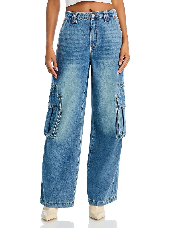 Limited Offer The Franklin Womens High Rise Denim Cargo Jeans