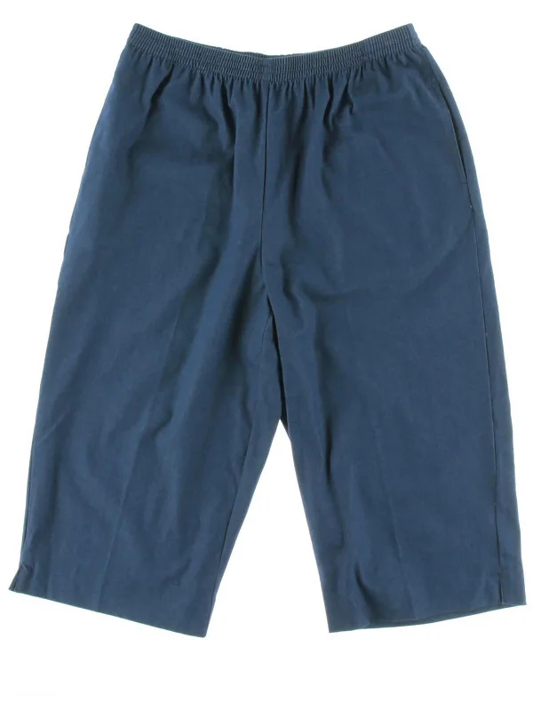 Year-End Clearance Petites Womens Solid Flat Front Capri Pants