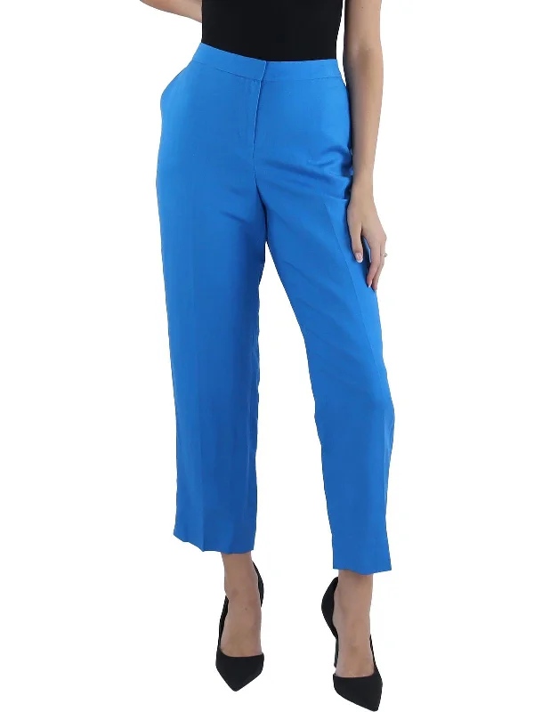 Price Rollback Womens Linen Mid-Rise Straight Leg Pants