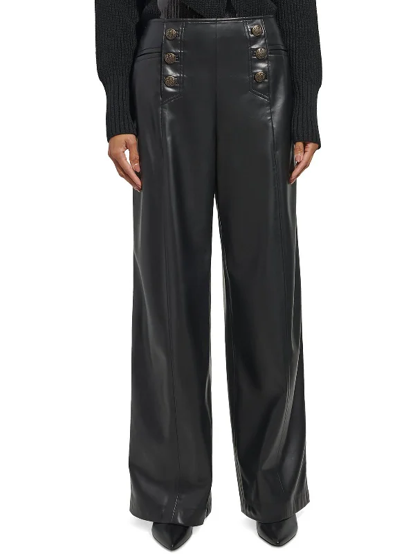 Daily Deals Womens Faux Leather Wide Leg Pants