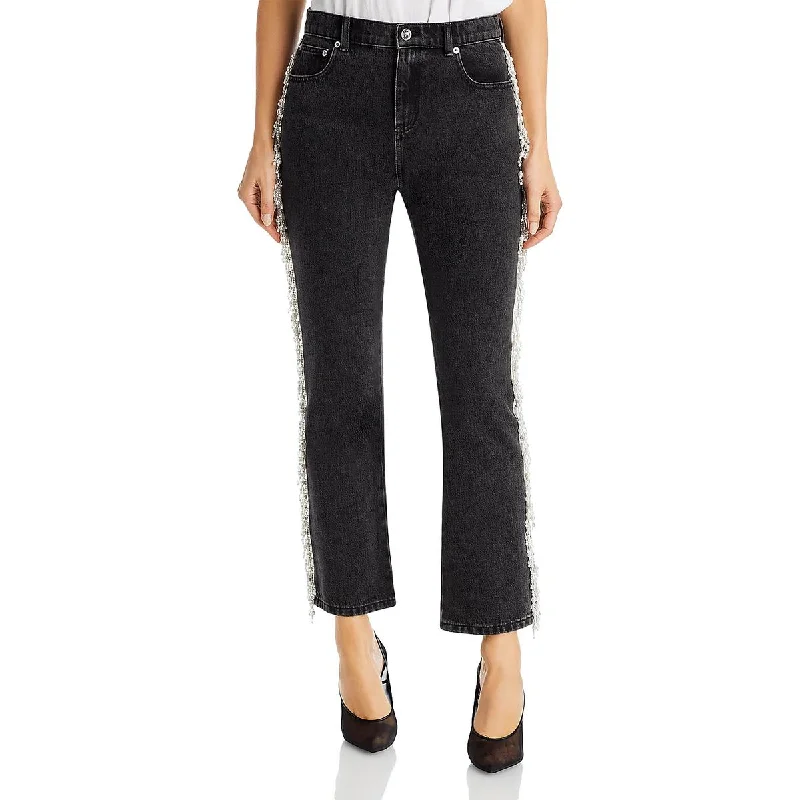 Weekend Discounts to Indulge In Womens Beaded Fringe Straight Leg Jeans
