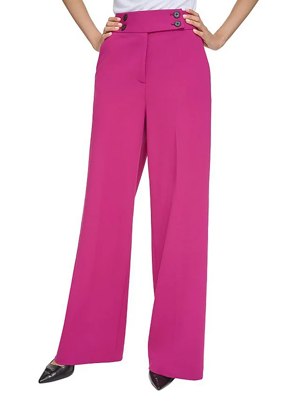 Best Seller Petites Womens High Rise Work Wear Wide Leg Pants