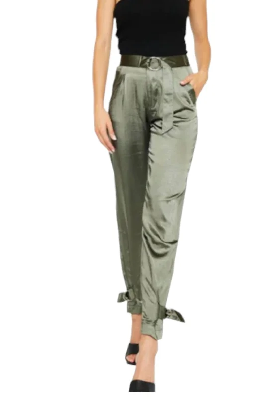 Major Savings High Rise Belted Jogger In Olive