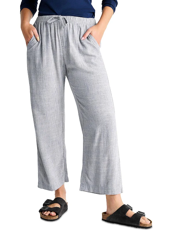 Value Deals Angie Womens Micro-Striped Drawstring Wide Leg Pants