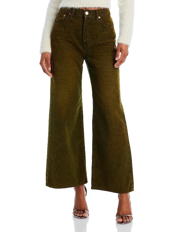 Midnight Sale Womens Corduroy High Rise Cropped Jeans