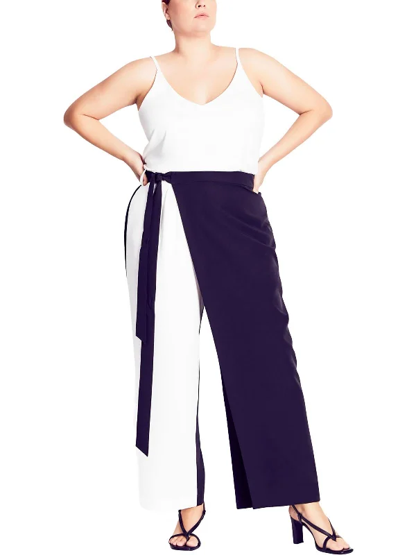 Midnight Madness Plus Womens Tie Belt Ankle Length Wide Leg Pants