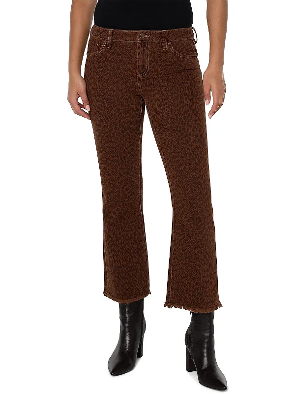 Weekend Extravaganza: Shop Now Womens Cropped Animal Print Flared Jeans