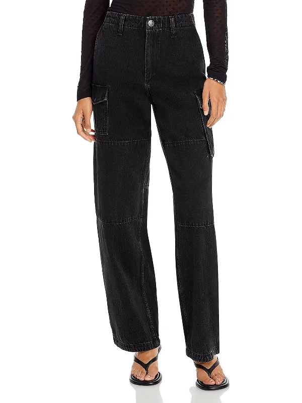 Crazy Deals Nora Womens Featherweight Mid Rise Cargo Jeans