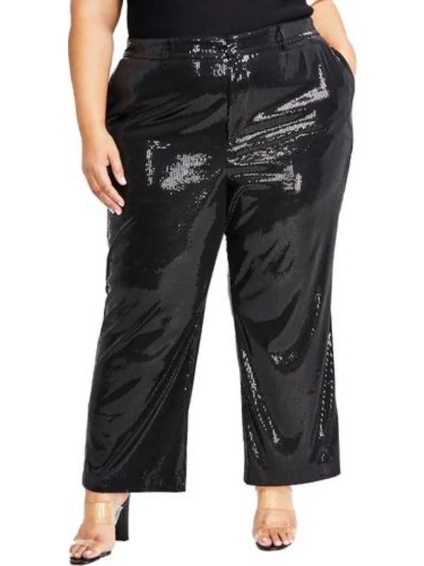 Stock Up and Save Plus Womens Sequined Wide Leg Dress Pants