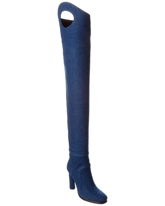 Weekend Discounts to Delight Burberry Wader Porthole Detail Topstitched Denim Boot