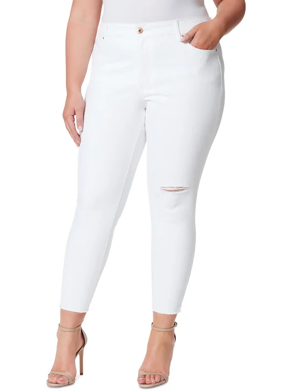 Hot Buy Plus Womens High Rise Destroyed Skinny Jeans