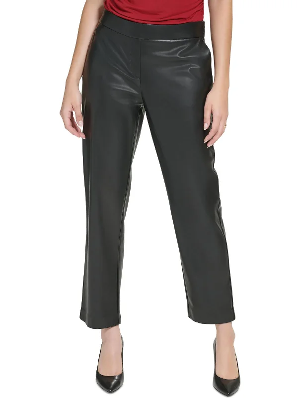 Deal Frenzy Womens Faux Leather High Rise Leggings