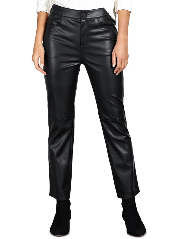 Weekend Bargains to Celebrate Womens Faux Leather Fleece Lined Cropped Pants