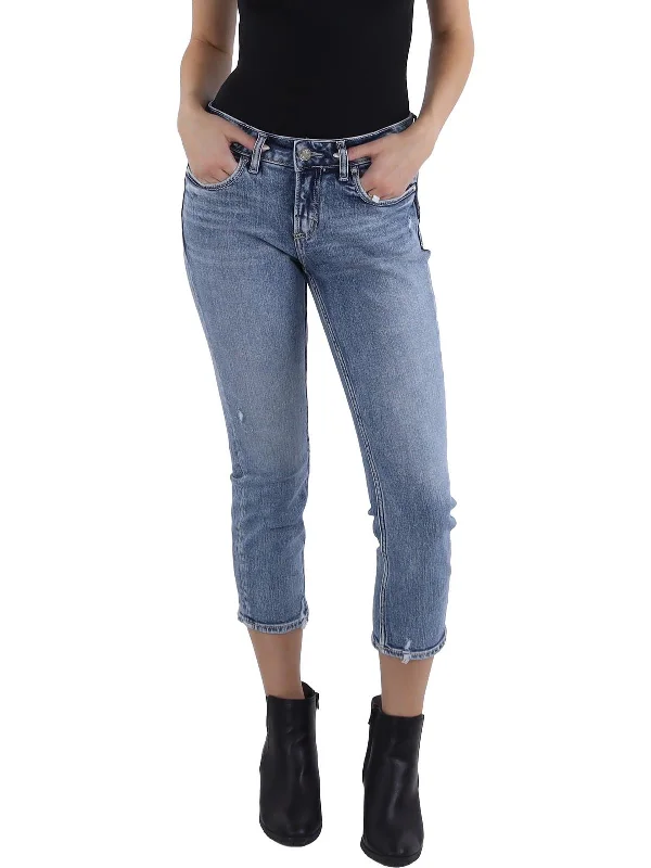 Doorbuster Deal Womens Cropped Released Hem Capri Jeans