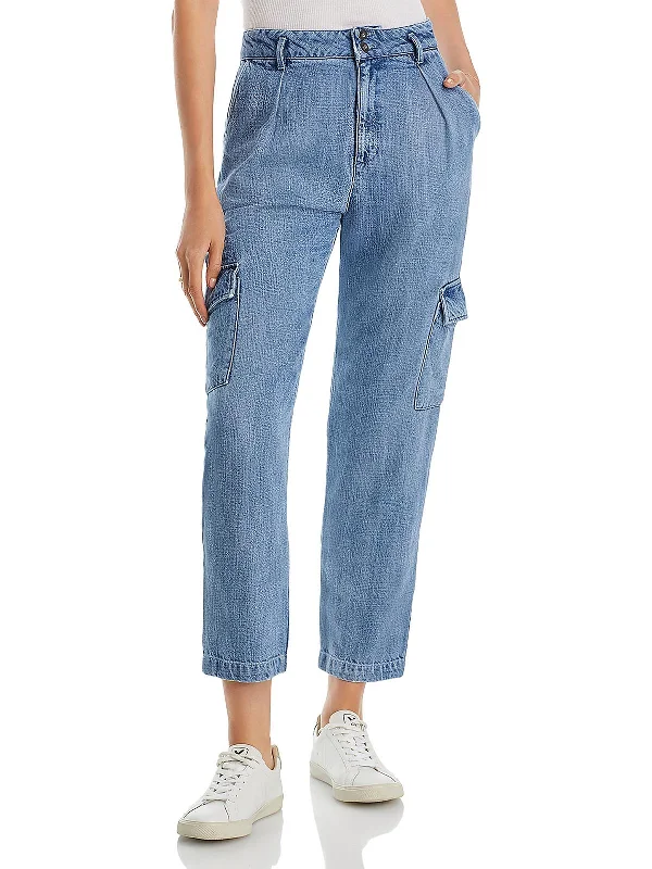 Flash Deal Womens High Rise Ankle Cargo Jeans