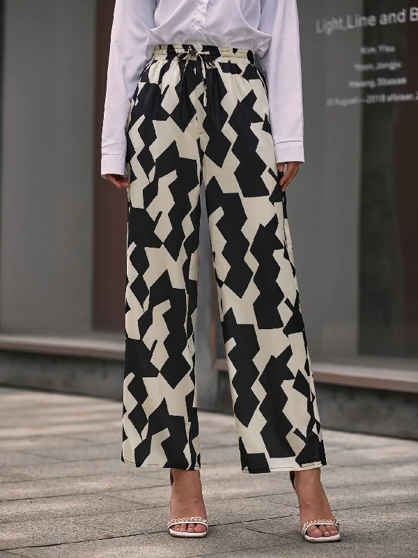 Weekend Savings Spree Weekend Savings Spree Elegant Geometric Pocket High Waist Long Women Pants