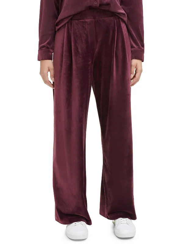 Doorbuster Deal Womens Velvet Mid Rise Wide Leg Pants