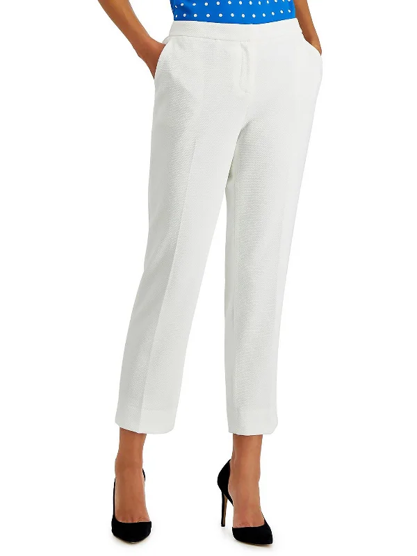 Weekend Offers That Impress Womens Mid Rise Textured Straight Leg Pants