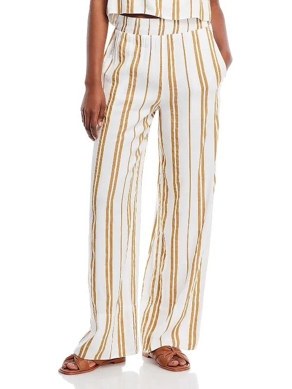 Holiday Sale Womens Linen Striped Wide Leg Pants