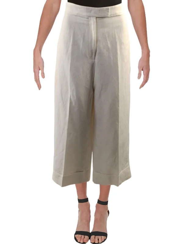 Deal of the Day Womens Wide Leg Linen Blend Culottes