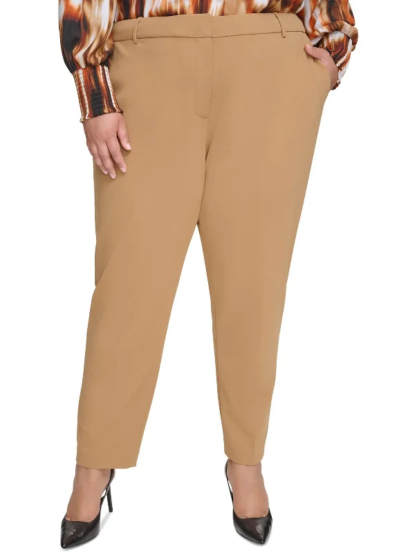 Instant Deal Plus Womens High Rise Ankle Straight Leg Pants
