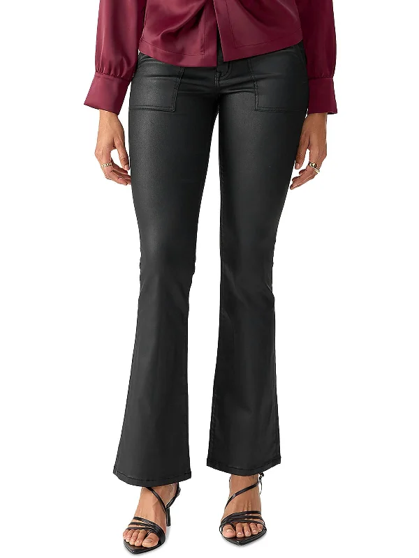 Price Slash Birdy Womens Twill Coated Flared Pants