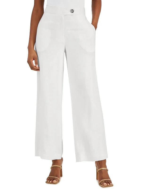 Midnight Madness Womens High Rise Solid Wide Leg Pants
