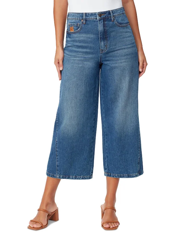 Hurry In Rori Womens Denim Wide Leg Cropped Jeans