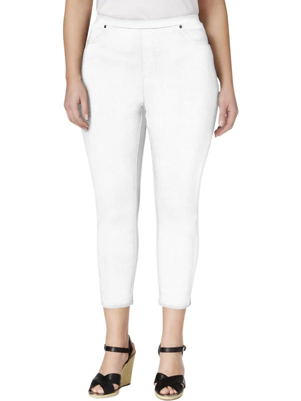 Huge Discounts Plus Womens Comfort Waist Mid-Rise Capri Pants