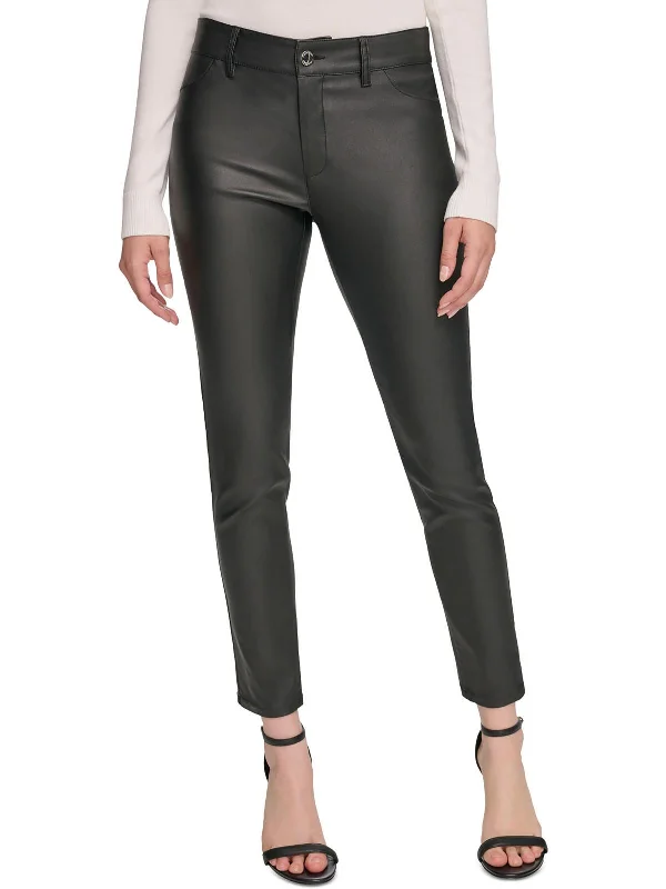 Mega Sale Womens Faux Leather Coated Skinny Pants