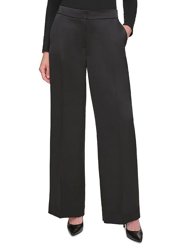 Grand Opening Sale Petites Womens Satin Palazzo Wide Leg Pants