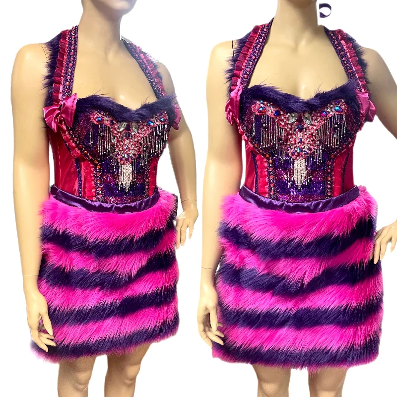 Price Reduction Alice In Wonderland Cheshire Cat Fur Corset and Skirt