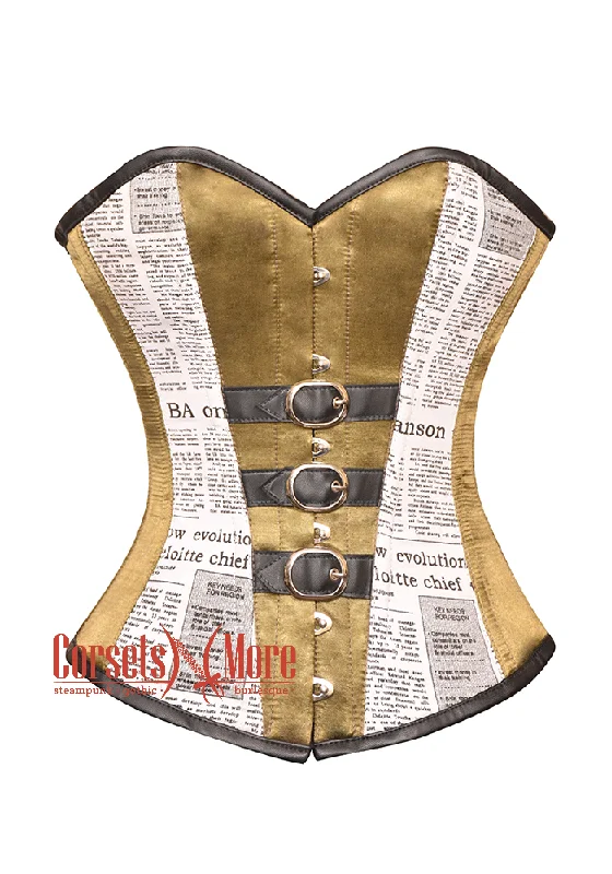 Doorbuster Deal Alpine Yellow Satin Black Newspaper Print Cotton & Leather Belts Gothic Steampunk Bustier Waist Training Overbust Corset Costume Doorbuster Deal Alpine Yellow Satin Black Newspaper Print Cotton & Leather Belts Gothic Steampunk Bustier Waist Training Overbust Corset Costume
