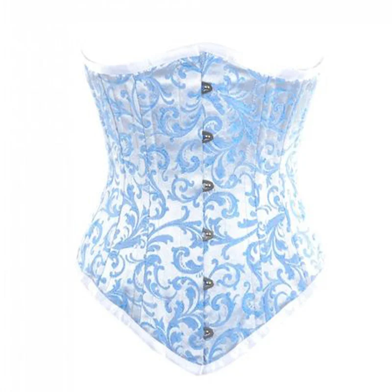 Hot Buy Baby Blue Brocade Double Bone Gothic Underbust Bustier Corset
