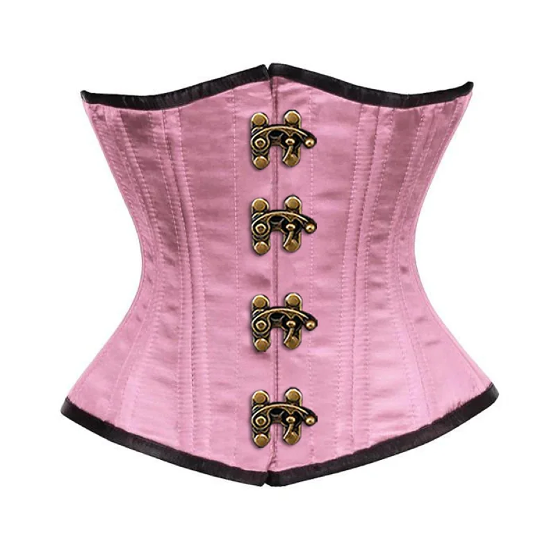 Online Specials Baby Pink Satin Double Bone Front Antique Clasps Gothic Underbust Bustier Corset Online Specials Baby Pink Satin Double Bone Front Antique Clasps Gothic Underbust Bustier Corset