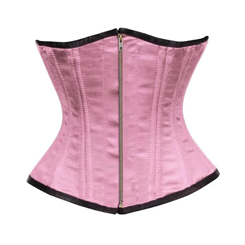Extra Discounts Baby Pink Satin Double Bone Front Antique Zipper Gothic Underbust Bustier Corset Extra Discounts Baby Pink Satin Double Bone Front Antique Zipper Gothic Underbust Bustier Corset