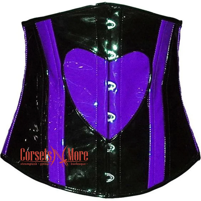 Weekend Savings Spectacular Black And Purple PVC Leather Steampunk Underbust Corset