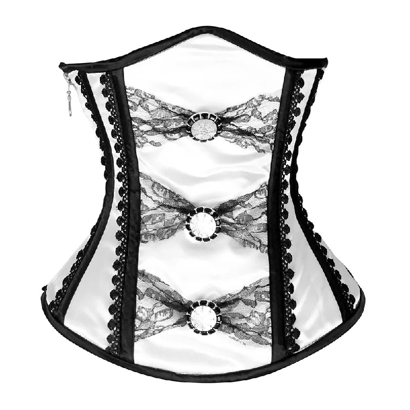 Weekend Deals That Wow Black and White Satin Corset - Under Bust  Corset