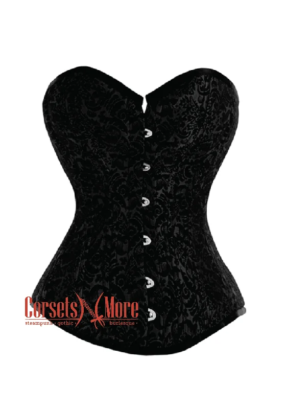 Closeout Black Brocade Gothic Steampunk Bustier Waist Training Burlesque Period Costume Overbust Corset Closeout Black Brocade Gothic Steampunk Bustier Waist Training Burlesque Period Costume Overbust Corset