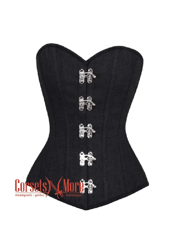Price Drop Alert Black Denim Basque Gothic Steampunk Waist Training Bustier Overbust Corset Costume